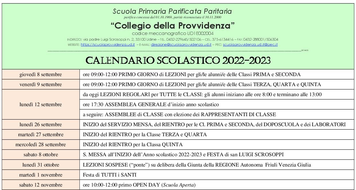 Calendario scolastico